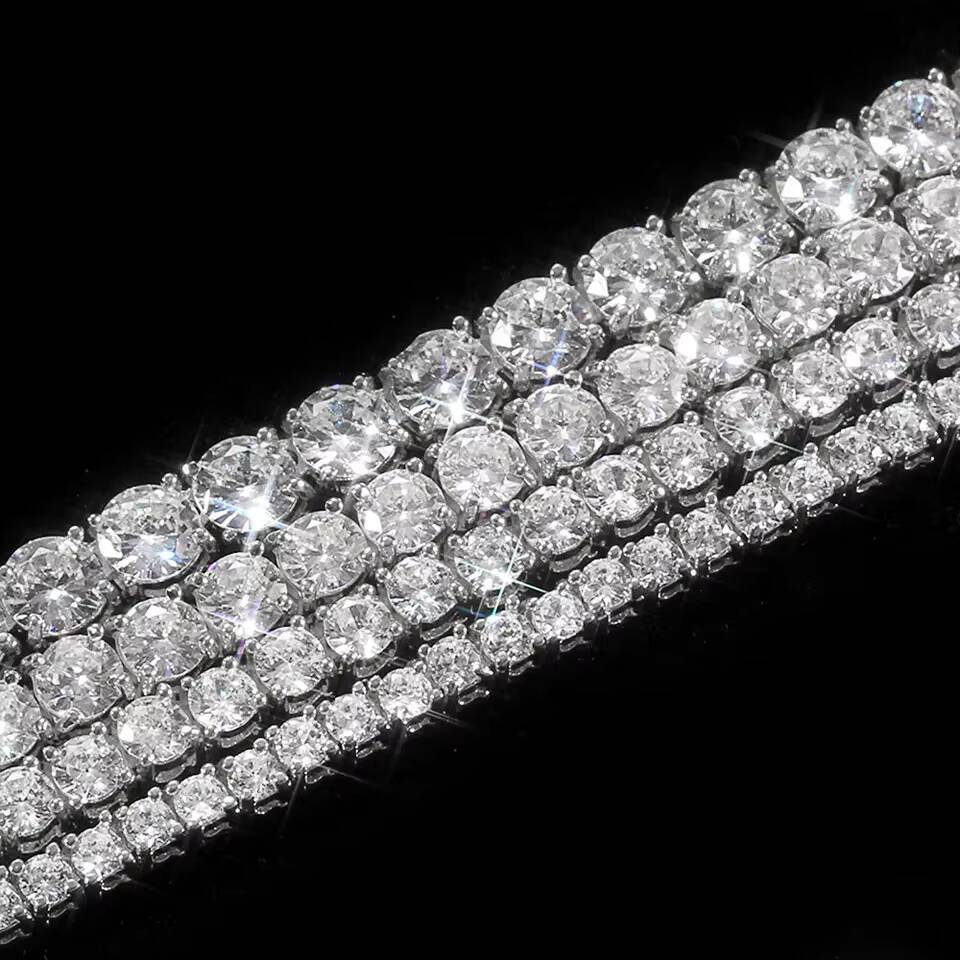 Hip Hop 925 Silver Cuba Chain VVS Moissanite Diamond Tennis Chain Necklace Bracelet Jewelry Men Women Ice Out Necklace