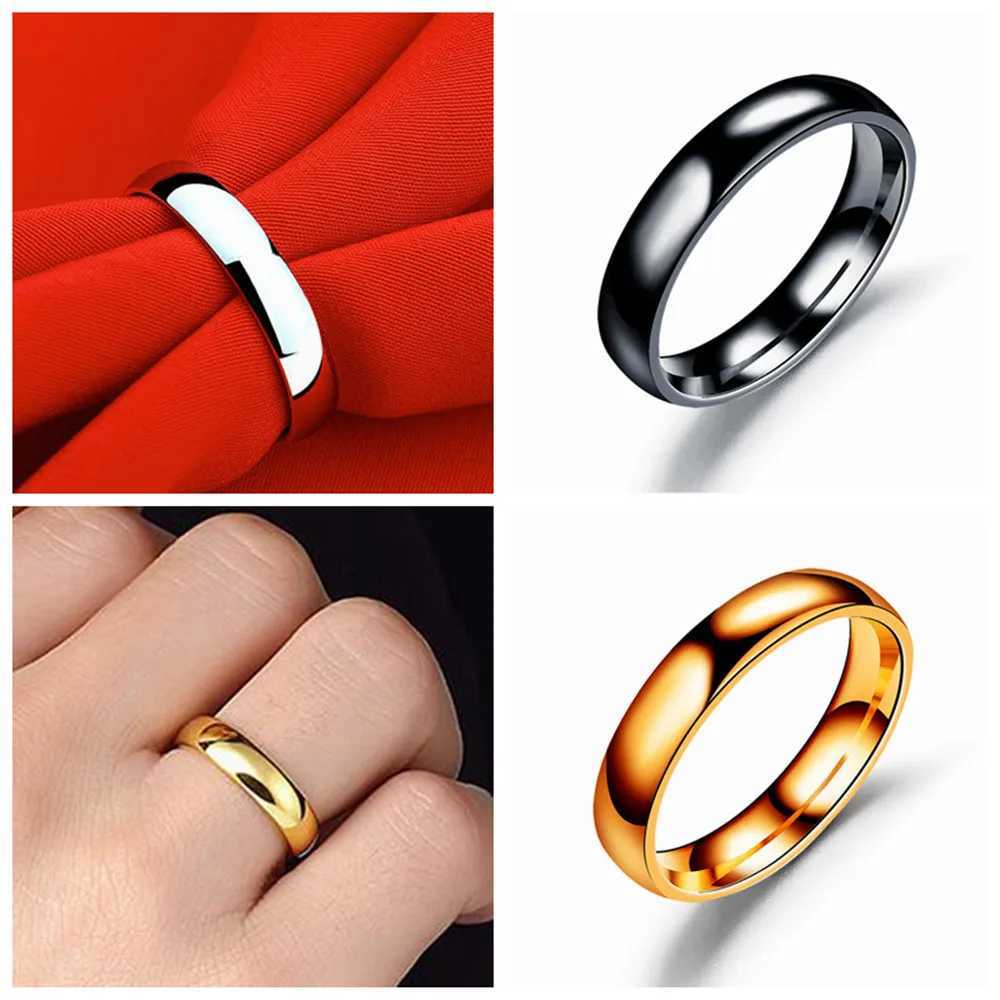 316L Stainless Steel Smooth Src Simple Colorless Couple Ring S250716