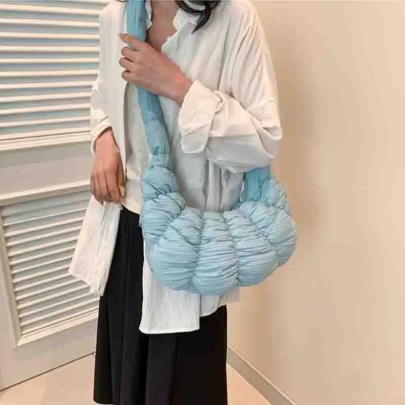 Pleated Cloud Dumpling Bags Quilted Cotton Crossbody BagsLadies High Quality Shoulder Bag Large Capacity Puffer Women Sling Bags