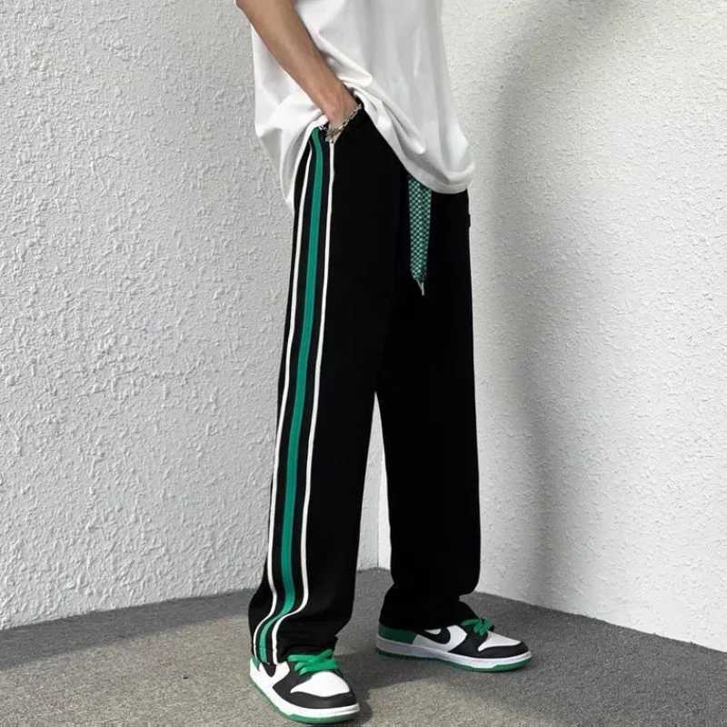 Male Sweat Pants Track Sport Trousers Straight Sweatpants for Men Athletic Stripe Wide Leg Black Stylish Casual New Items in Y2k y250716