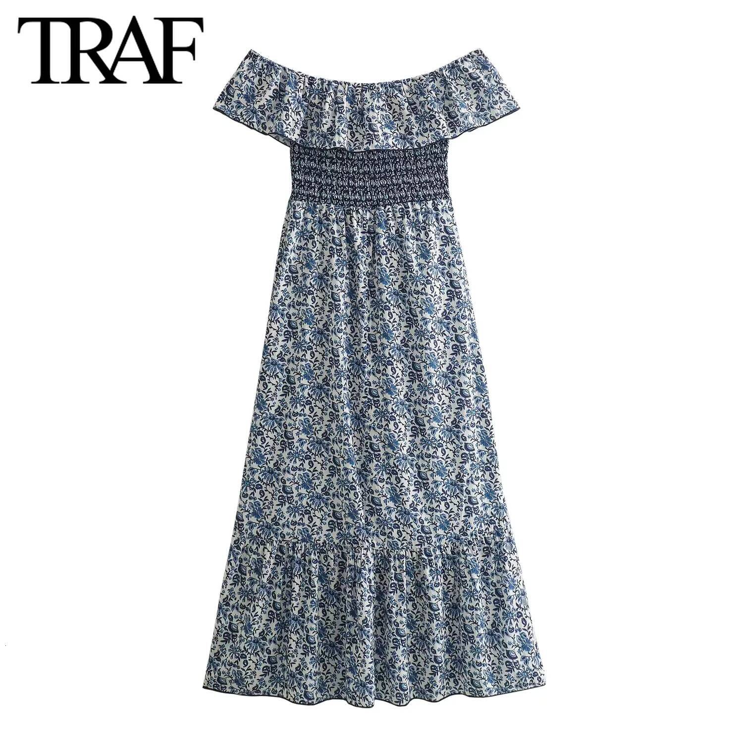 Women Fashion Summer New Off Shoulder Splicing Flower Printed Long Vest Dress Chic Female Elegant Sleeveless Evening dongdumaoyi