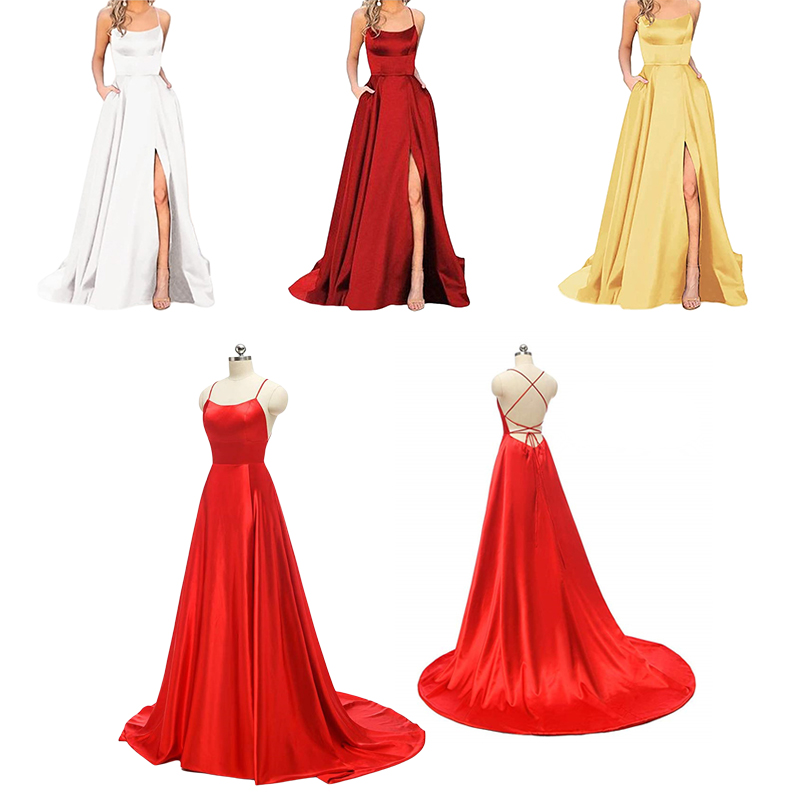 Casual gold mermaid prom gown elegant champagne bridesmaid dresses a line spaghettilong maxi maid of honor gowns wedding guest party