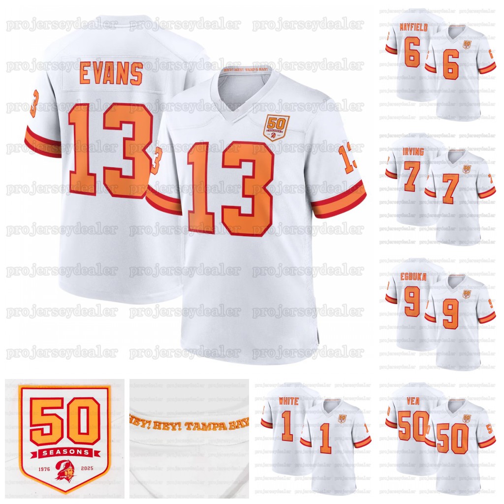 13 Mike Evans Tom 12 Brady 2025 Football Jersey Baker 6 Mayfield Buccaneer Bucky Irvin Chris Godwin Jr. Emeka Egbuka Vita Vea