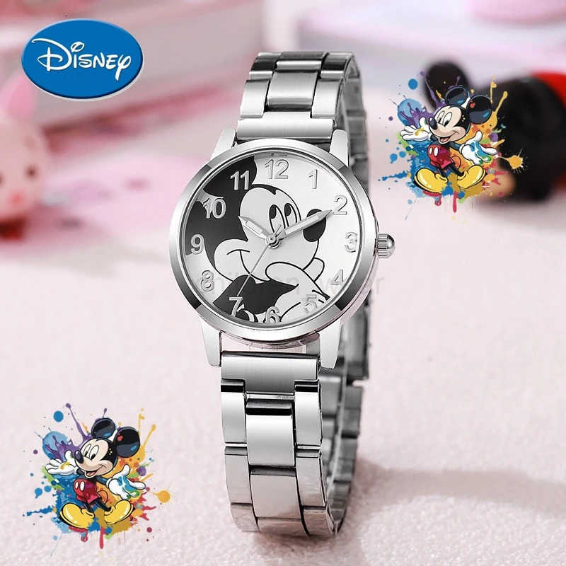 Disney Mickey Mouse Minnie Silver Watch Childrens Boys Girls Watches Steel Students Quartz Adult Watch Birthday Gift W20250716