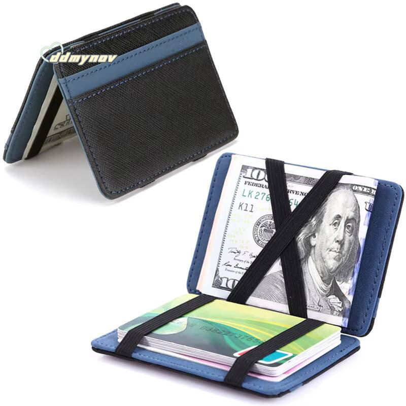 Ultra Thin PU Leather Women Men Magic Wallets Mini Small Coin Purses Portable Short Business Credit Card Holder Clutch Bag Case ddmynov