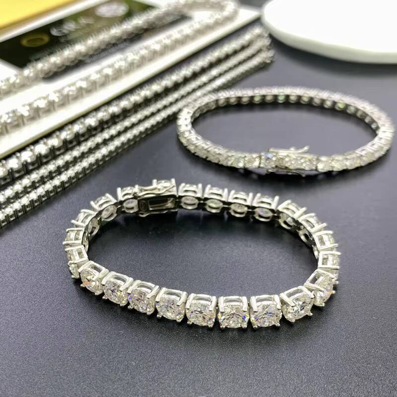 5mm Moissanite Tennis Chain with 925 Silver Wholesale Bulk Order Hip Hop Jewelry for Men Product Category Bracelets Bangles