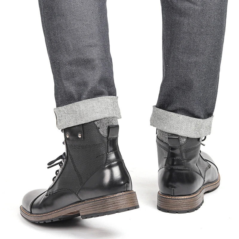 Fashion Double Shoelace Men Boots British Style Fashion Men Ankle Boots With Zipper#AL651 250715