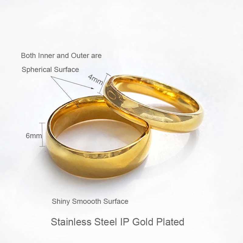 4mm 6mm Solid Spherical Curved Band Ring Couple Jewelry Stainless Steel Simple Smooth Rings Rose Gold Silver Color Size 4 To 10 S250716