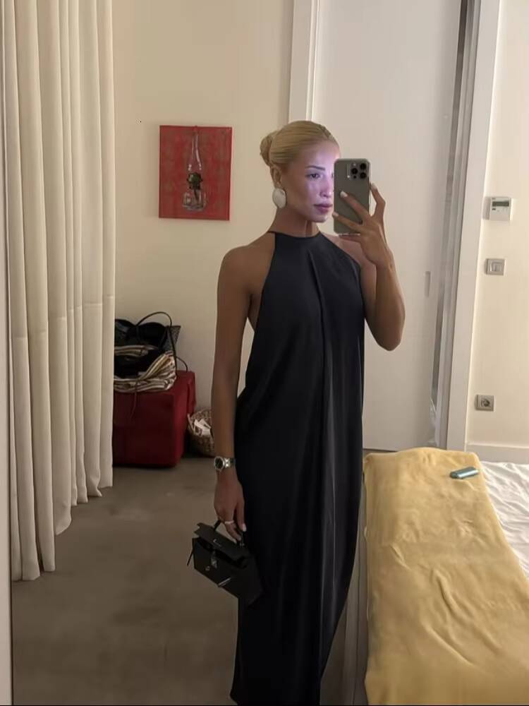 Sexy Halter Womens Dressess Elegant Lace Up Backless Sleeveless Oversize Dress Female Summer New Lady Party Robes dongdumaoyi