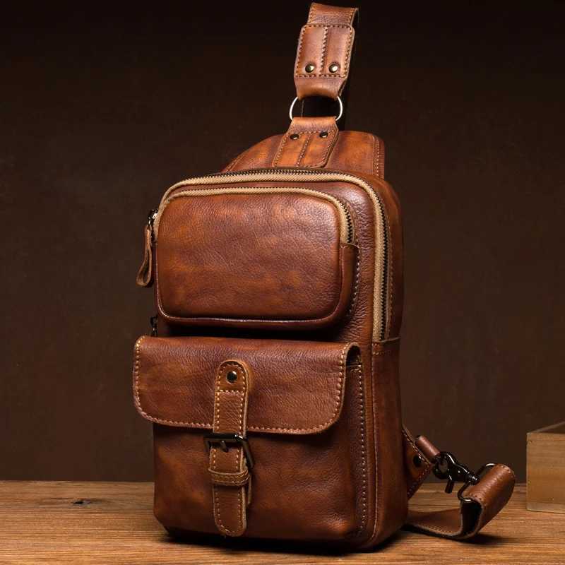 Trend leather handmade bag mens casual bag layer leather messenger bag commuter shoulder bag neutral