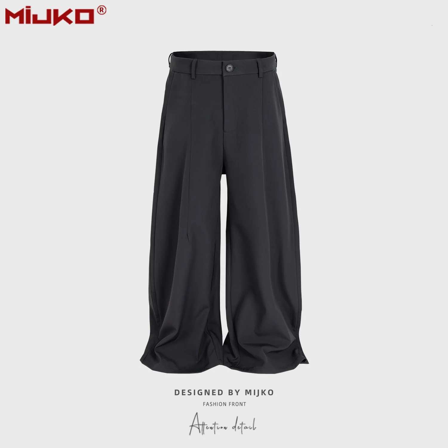 MIJKO Designer Pants Casual Baggy Soft Black Wide Leg Men Suit Pants C878# y250716