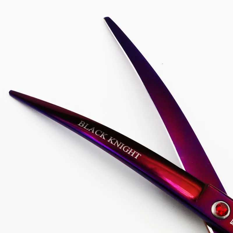 BLACK KNIGHT Professional Hairdressing Hair scissors 7 inch Cutting Barber shears Curved downward pet scissors purple style W250716