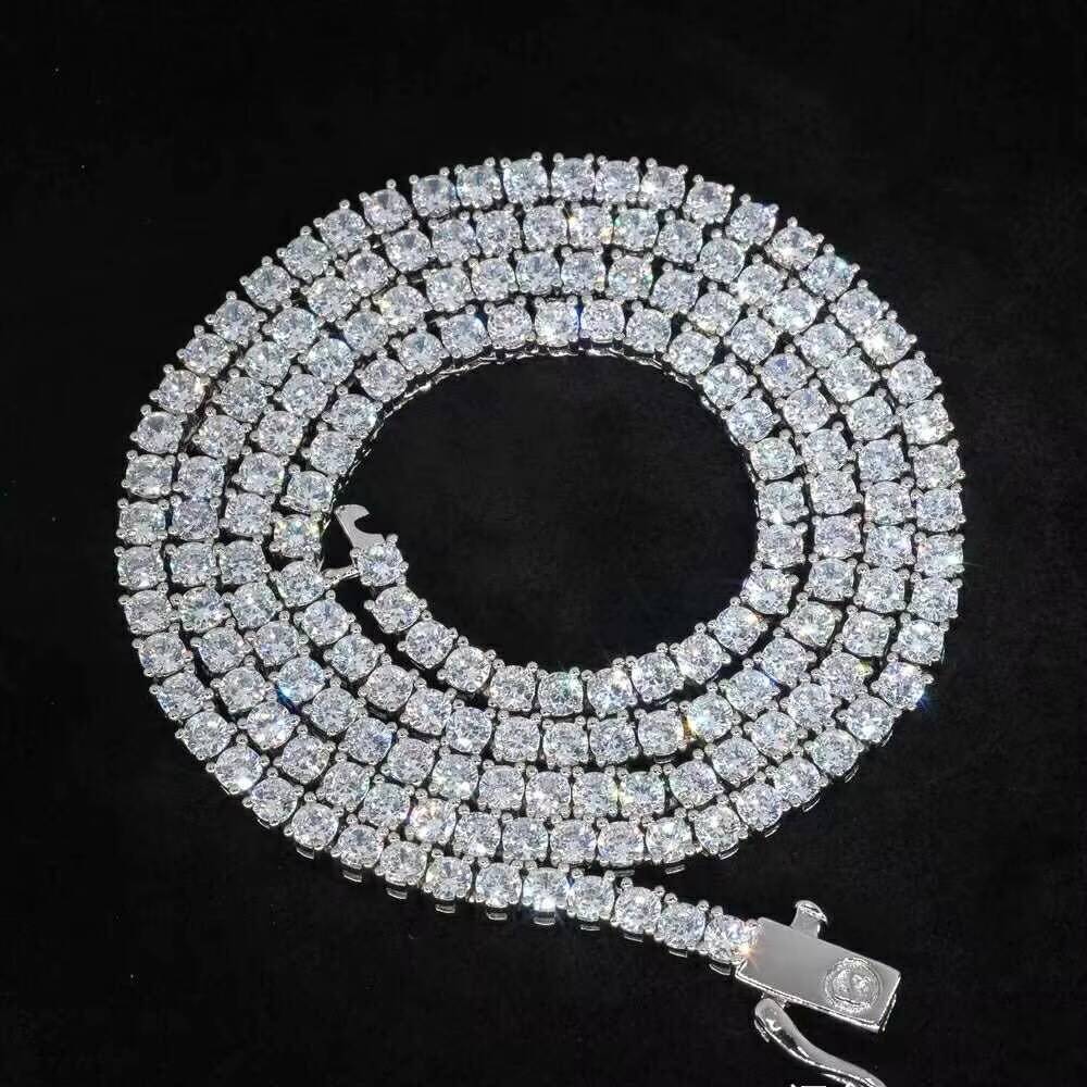 Wholesale Mens and Womens Fashionable 925 Silver Tennis Link Chain 22 Inches Moissanite Diamond Tennis Necklace for Gift