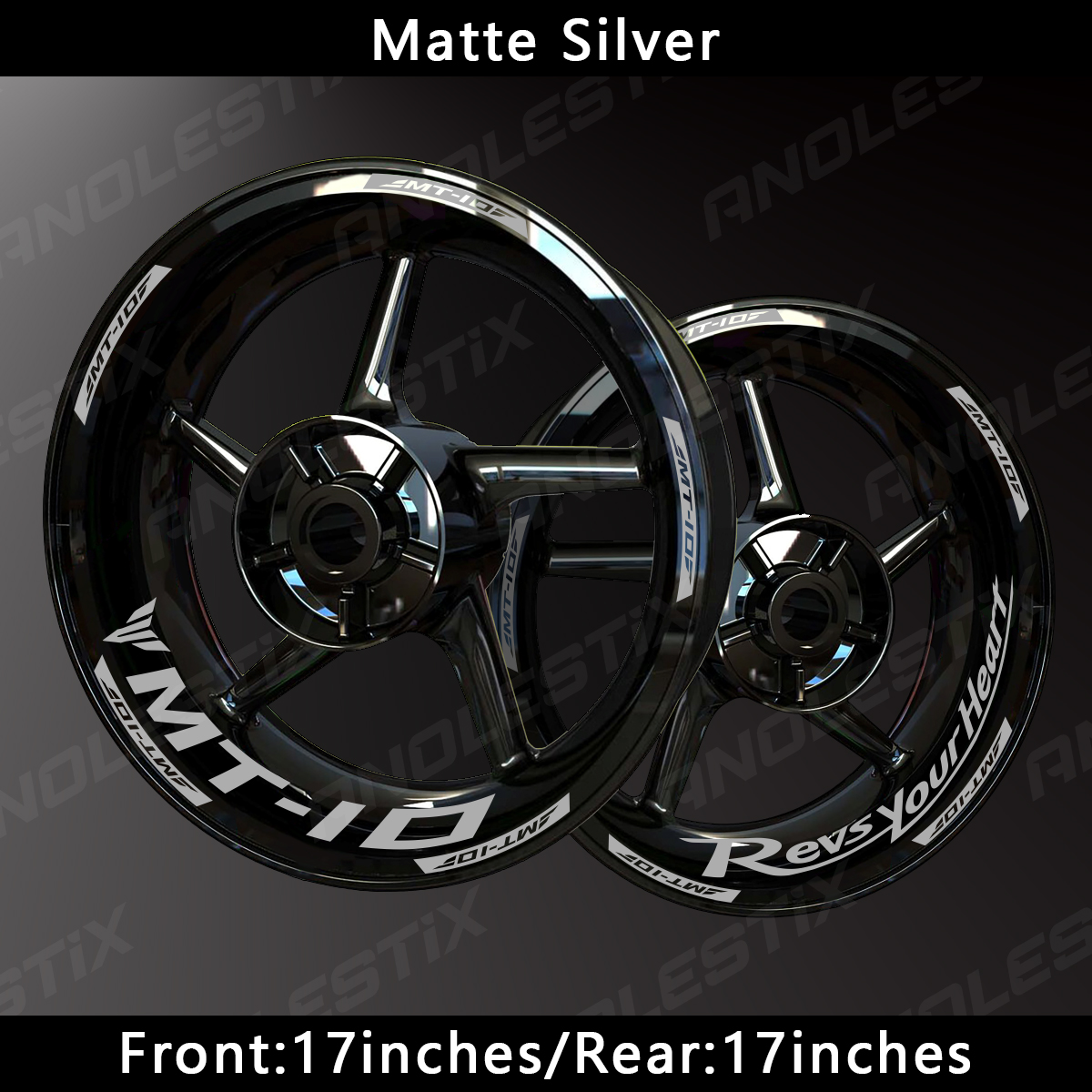 AnoleStix Reflective Stripes for Yamaha MT-10 Motorcycle Wheels - Durable Hub Decals