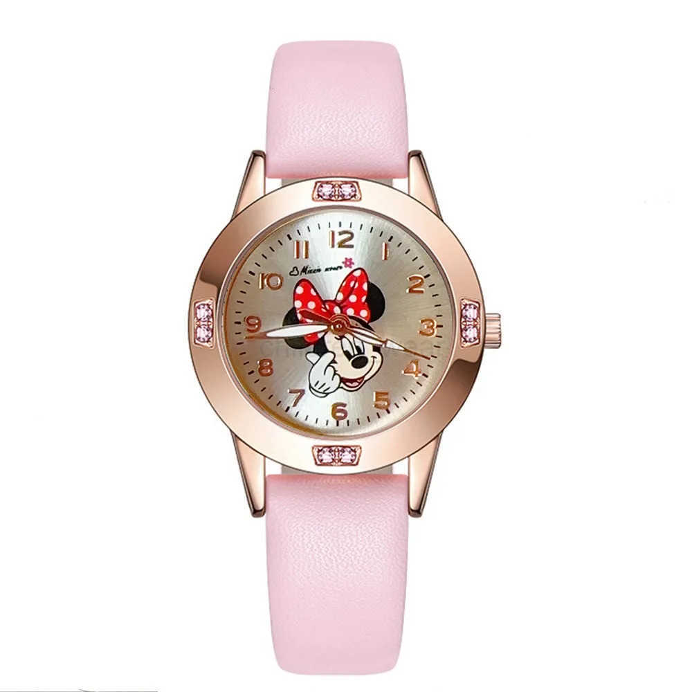 Disney Mickey Mouse Cute Fashion Cartoon Childrens Watch Leather Strap Suitable for Boys and Girls Quartz Watch Festival Gift W20250716