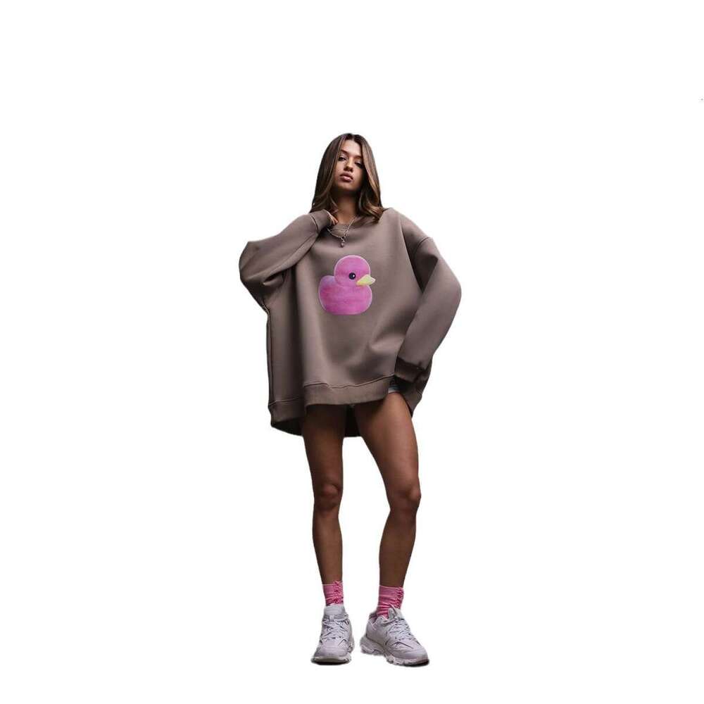 Duck For Women Autumn New Simple Casual Loose Round Neck Printed Sweatshirt B5