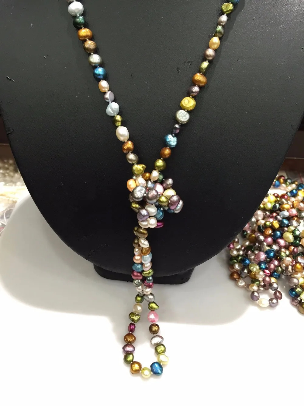 Hand knotted 100cm 6-7mm natural color freshwater baroque pearl sweater chain necklace fashion jewelry 250712