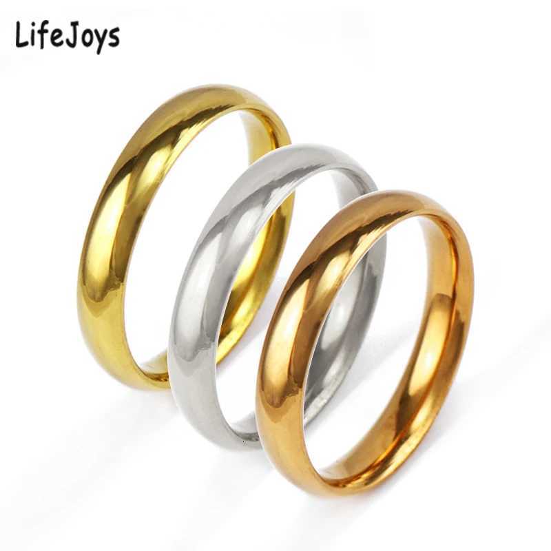 4mm 6mm Solid Spherical Curved Band Ring Couple Jewelry Stainless Steel Simple Smooth Rings Rose Gold Silver Color Size 4 To 10 S250716