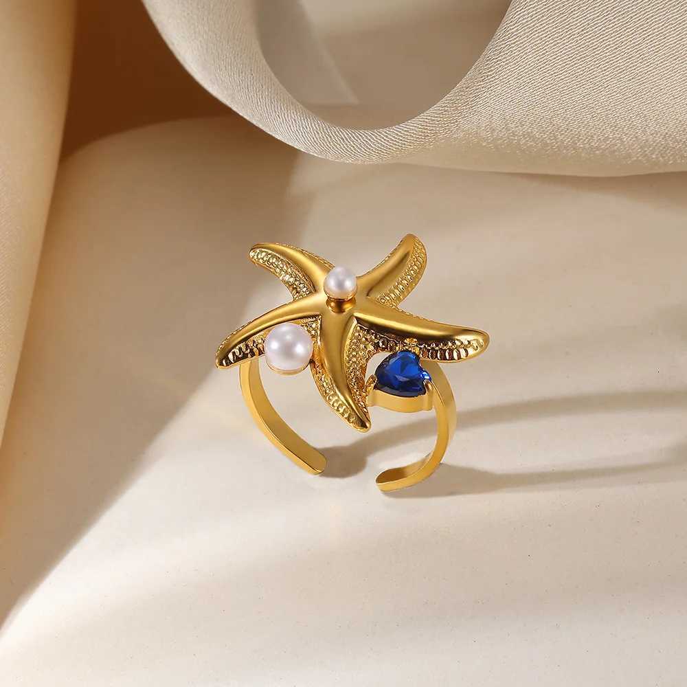 Shuangshuo Retro Sun Moon Starfish Open Rings for Women Men Punk Irregular Rhinestone Ring Summer Holiday Personalized Jewelry S250716