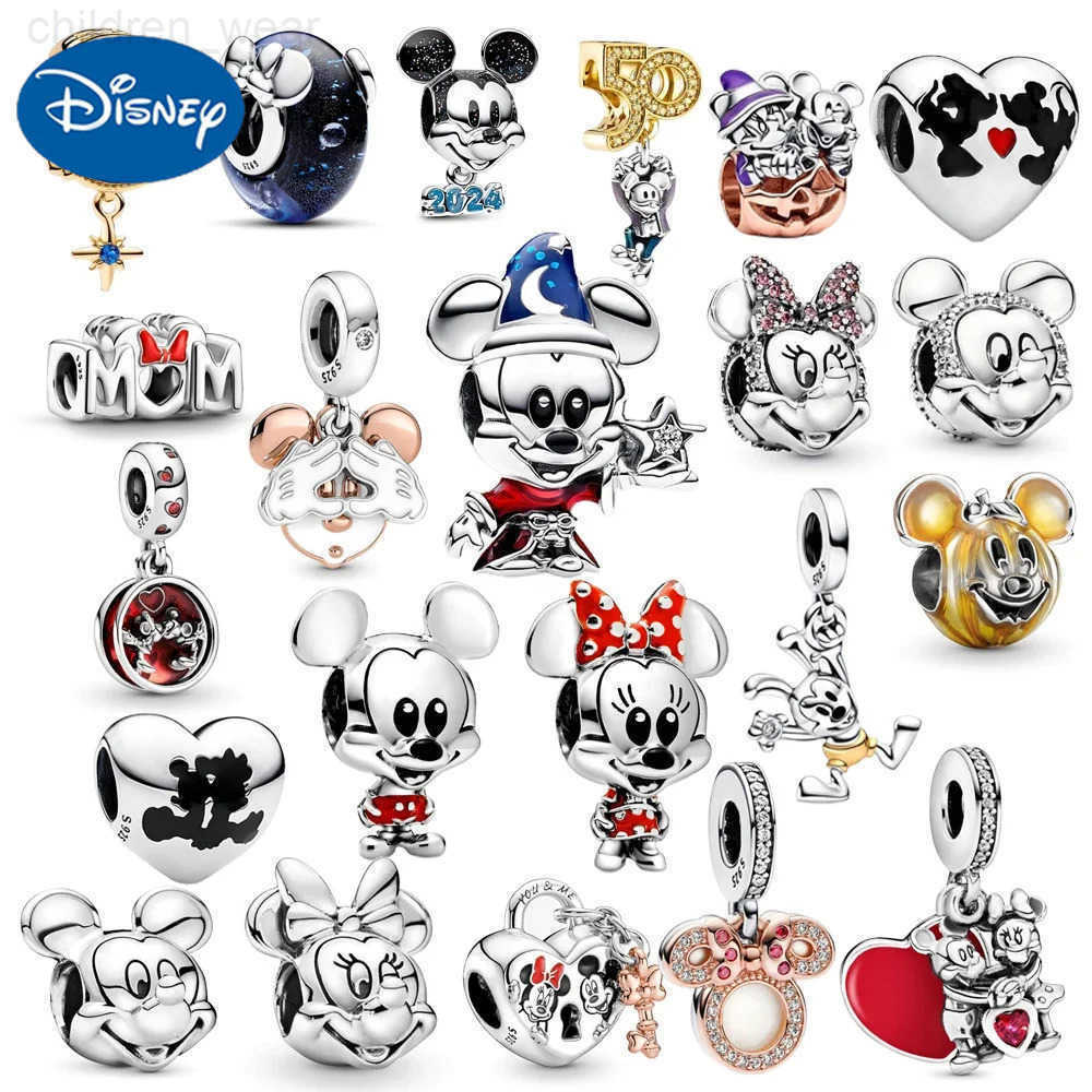 Disney 50th Mickey Minnie Series 925 Silver Moon Stitch Charm Fit Original Bracelets Bead Pendant Charms Mom Love Jewelry W20250716