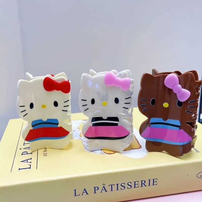 Sanrio Cartoon KT Cat Cartoon Full Body Hairpin Japanese Cute Hair Scratch Colorful Acrylic Cat Disc Hair Clip Hair Accessories for Girls w250716