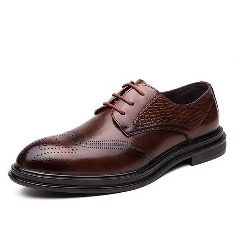 Fashion Men Oxfords High Quality Split Leather Mens Dress Shoes Luxury Brand Driving Shoes Brogue Lace Up Mens Casual Shoes Y250715