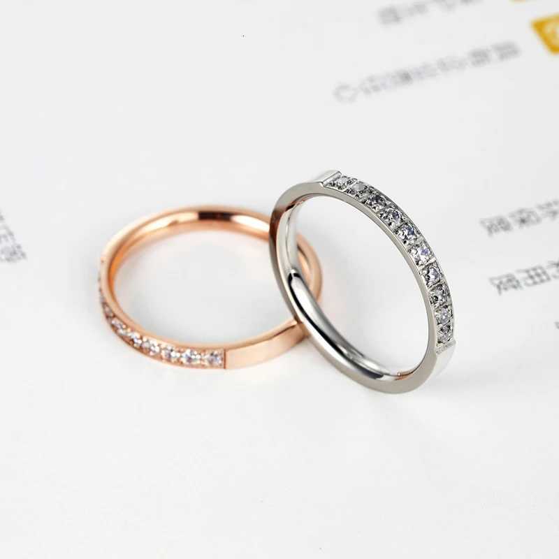 Top Quality Fashion Jewelry Crystal Wedding Rings Stainless Steel Rose Gold Color Female Ring For Woman And Girl Best Gift S250716