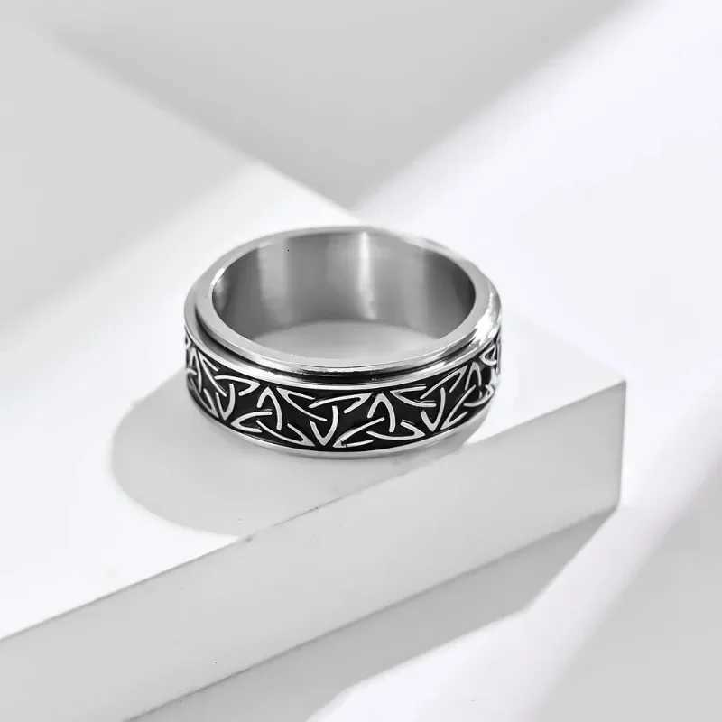 Viking Celtic Knot Rune Rings for Men Rotating Stainless Steel Anti Stress Anxiety Relife Spinning Ring Anillo Antiestres S250716