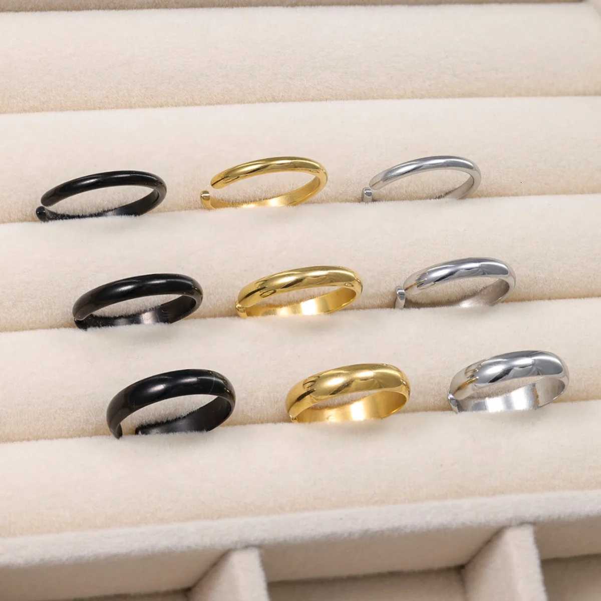 3pcs/1pc Simple smooth surface Toe Ring Open adjustable plated 18K gold Black Silver for beach toe ring jewelry S250716