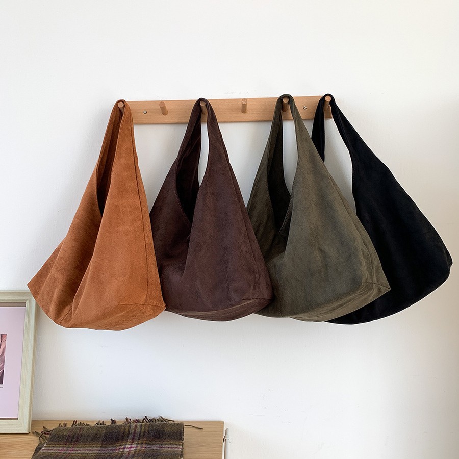 Casual Retro Shoulder Bag Suede Bag Large Capacity Commuter Tote Bag