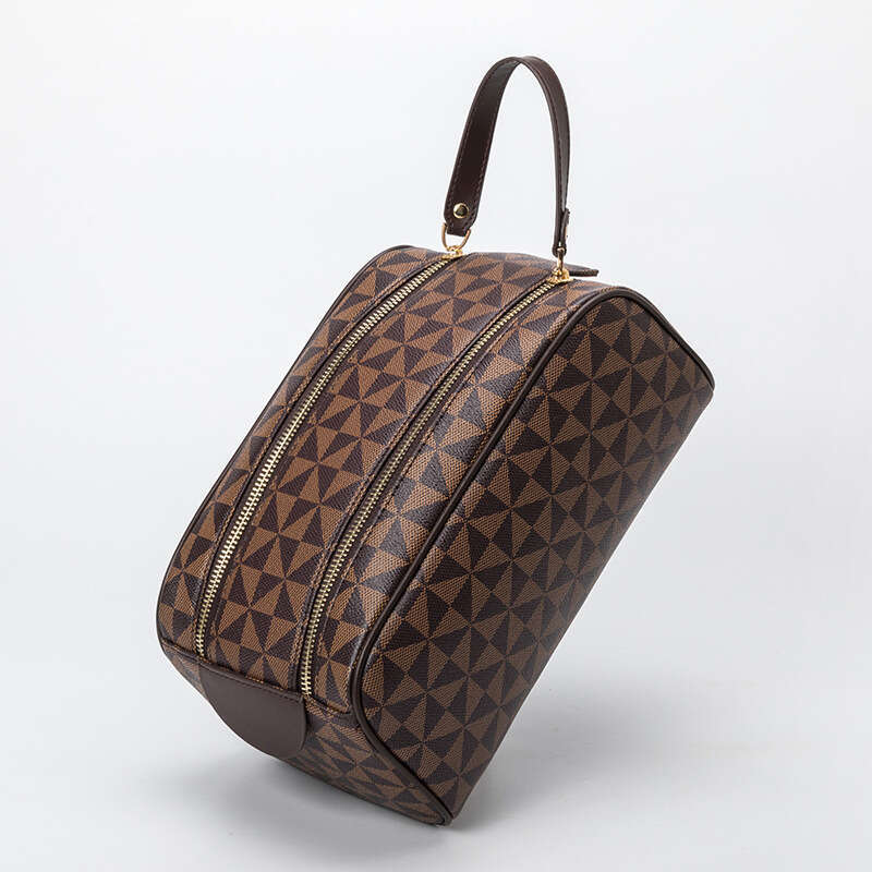 Lacel Urwebin Cosmetic Bags Portable Simple Double Zipper leather Makeup bag designer Tote Toiletry Storage Large Capacity Handheld Travel Cosmetic Ba