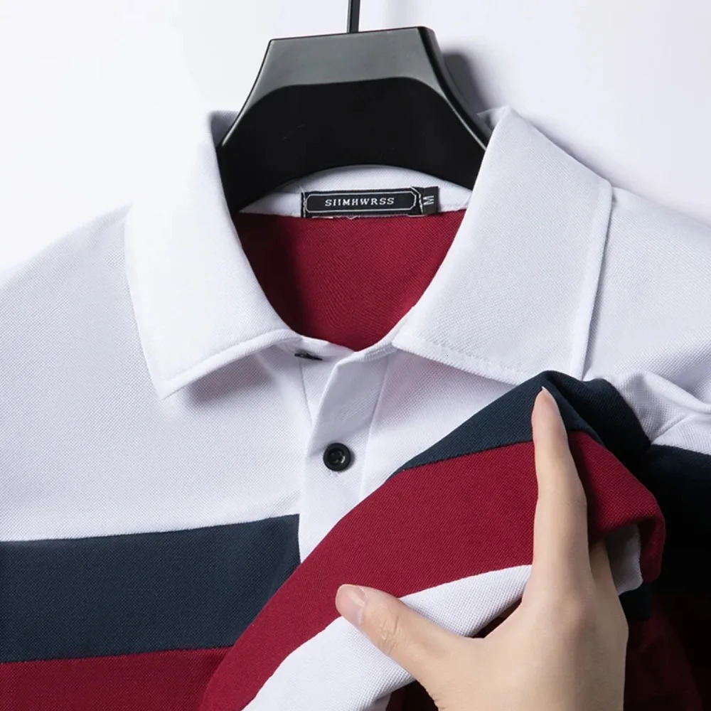 Polo Shirt Mens Polo Large T Shirts Stritching Long Sleeve Turn-down Collarshirts Business Tee Shirt Streetwear 250715