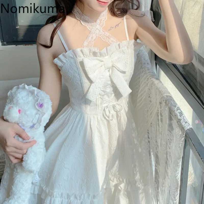 2025 Womens Dresses Cute Summer Dresses for Women Lolita Style Japanese Sweet Robe Femme Bandage Bow Ruffles White Dress R250716