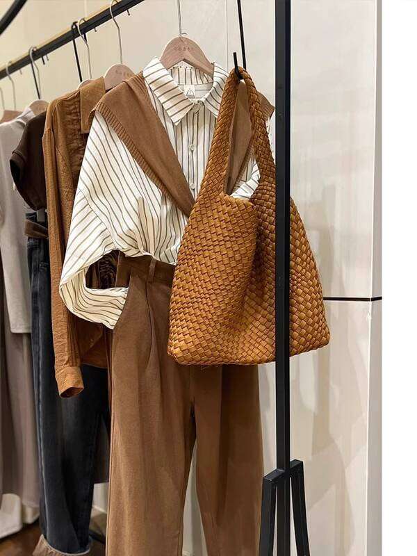 niche design handwoven capacity bucket simple fashion underarm versatile motherdaughter large trendy bag