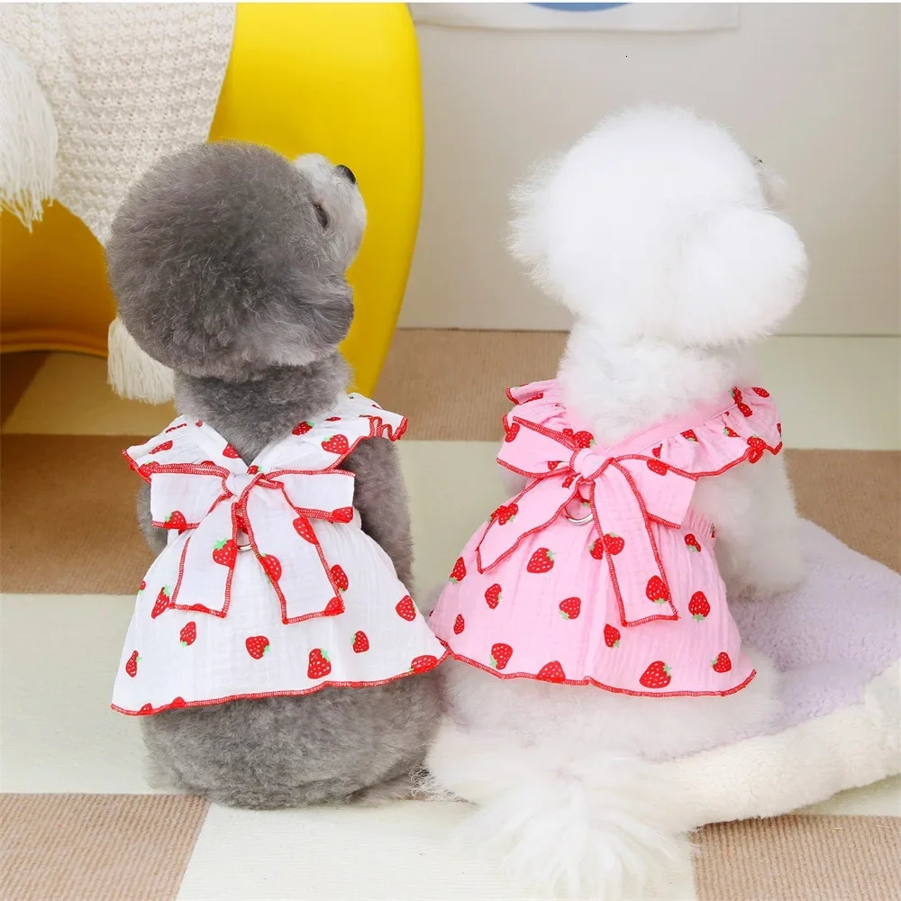 Strawberry Pattern Summer Dress for Dog Pet Clothing Suspender Skirt Cats Puppy Cute Costume Supplies 250711