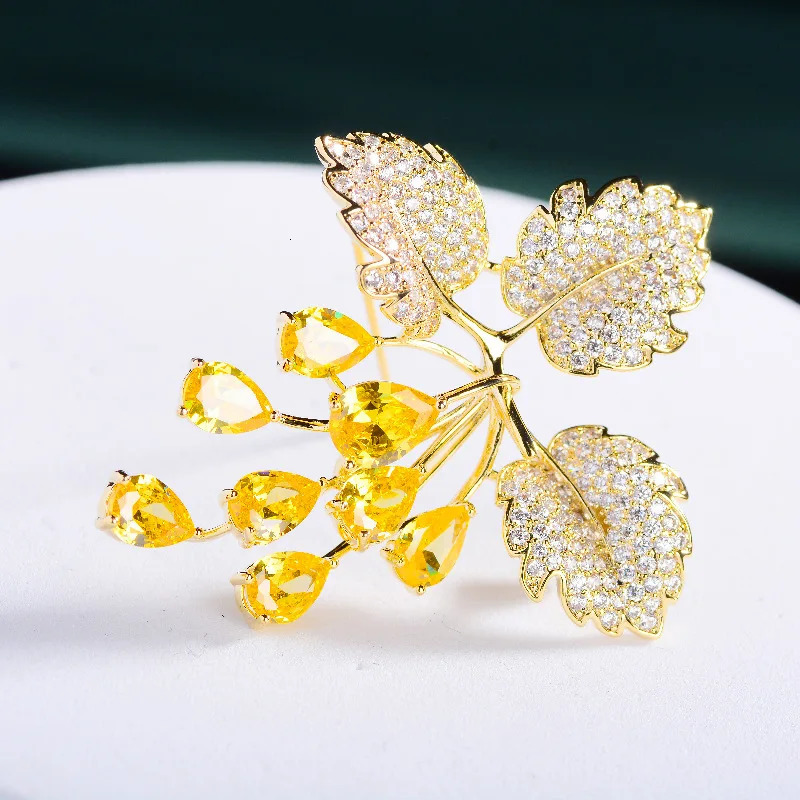 Fashion Grape Copper Inlaid Cubic Zirconia Brooch Creative Pin Clothing Accessories Year Gift 250712