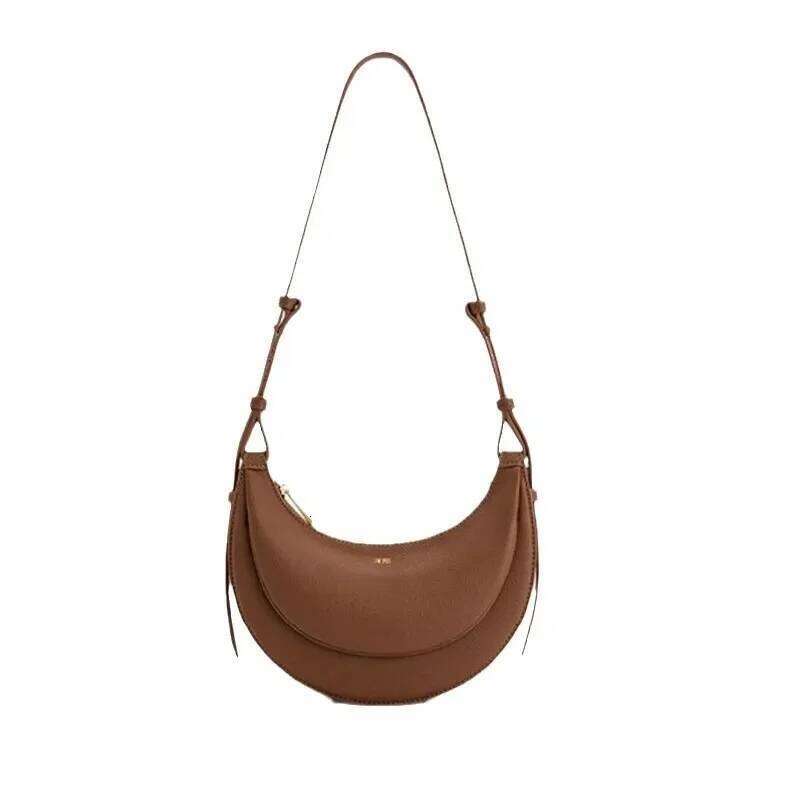 Crescent Niche Design Special-Shaped Semicircular One-Shoulder Armpit Genuine Leather Women's Crossbody Tote Bag