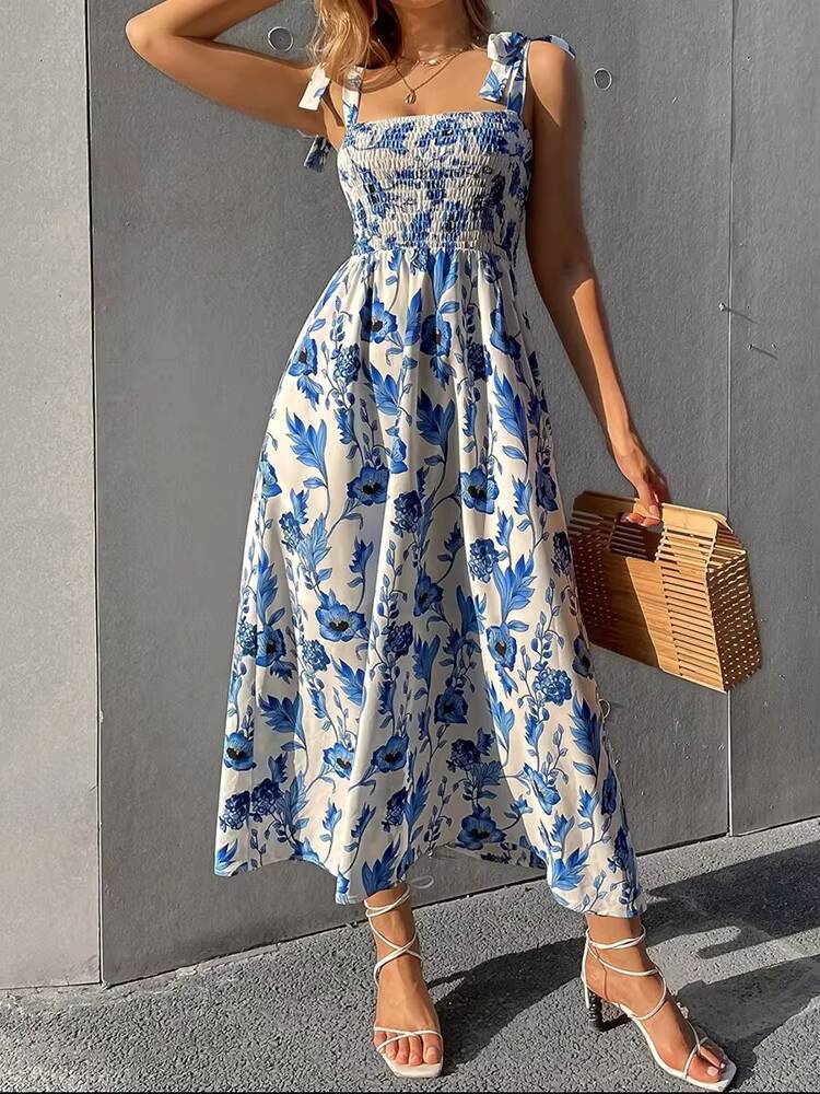Sexy Floral Long Dress Women Fashion Backless Sleeveless Bandage Beach Sundress Casual Green Summer Ladies New In Dresses dongdumaoyi