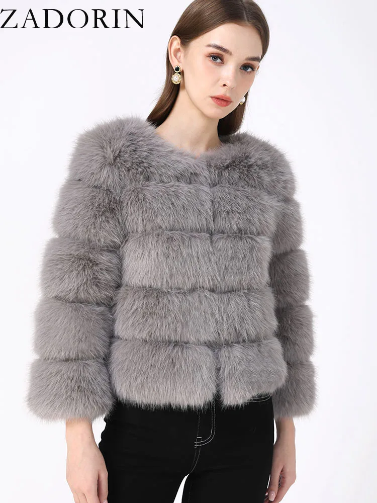 Mink coat, winter black and white faux fur coat, elegant and fluffy faux fur leather jacket for women