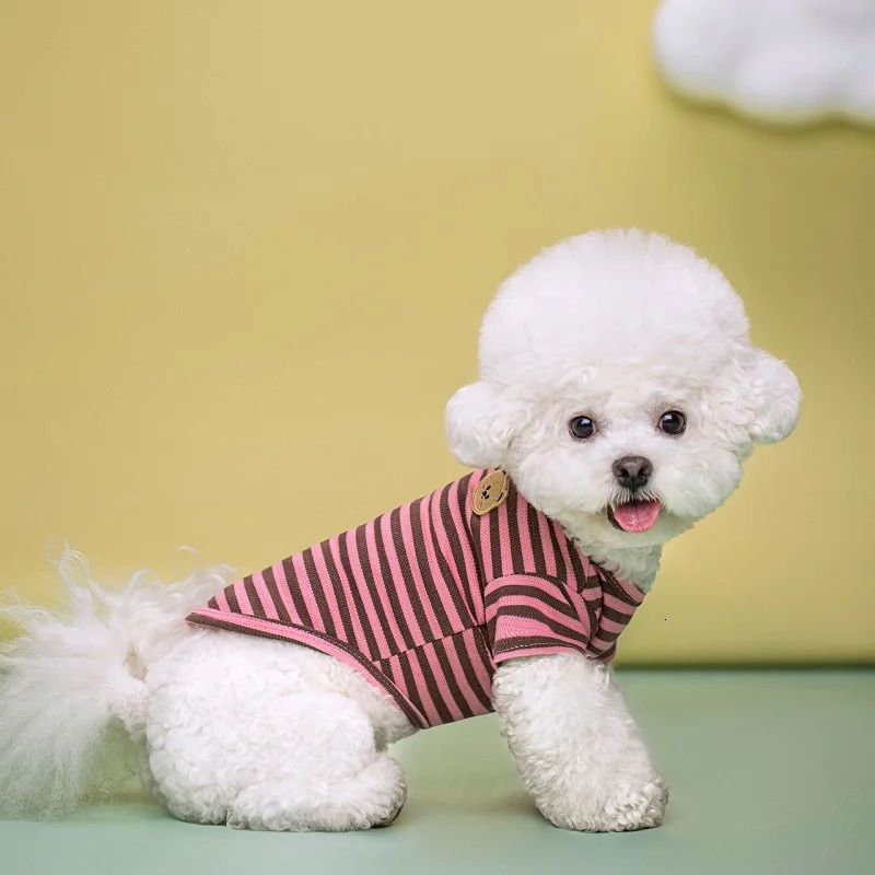 Summer Dog Clothes for Small Dogs Fashion Shirt Bear Print Puppy Thin Cute Cat Strip Vest Chihuahua Pet 250711