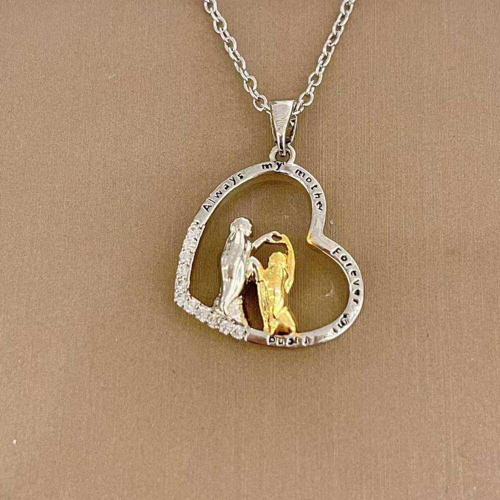 Mother's Day Heart-Shaped Mother-Daughter Love Necklace Light Niche Fashion Jewelry Non-Fading Collarbone Chain 554