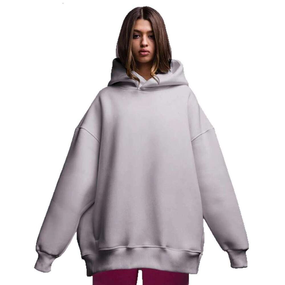 Solid Color Hooded Autumn Winter New Women's Fashion Simple Casual Loose Hoodie Sweatshirt B5