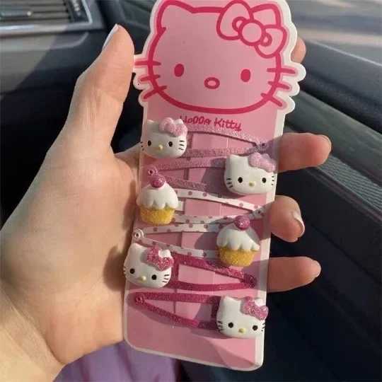 Sanrio New Hello Kitty Hair Clip Childrens Hairpin Cute Bow Side Clip Headdress Rubber Band Jewelry Kid Hair Rope w250716