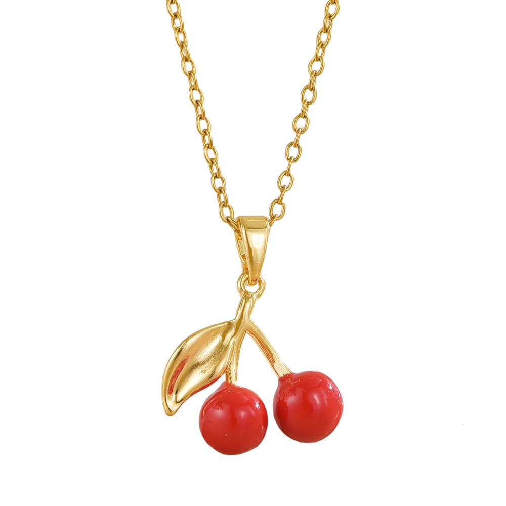 Japanese And Korean Simple Cute Small Cherry Titanium Steel Necklace For Women, Ins Style New Niche Internet Celebrity Collarbone Chain Versatile Jewe