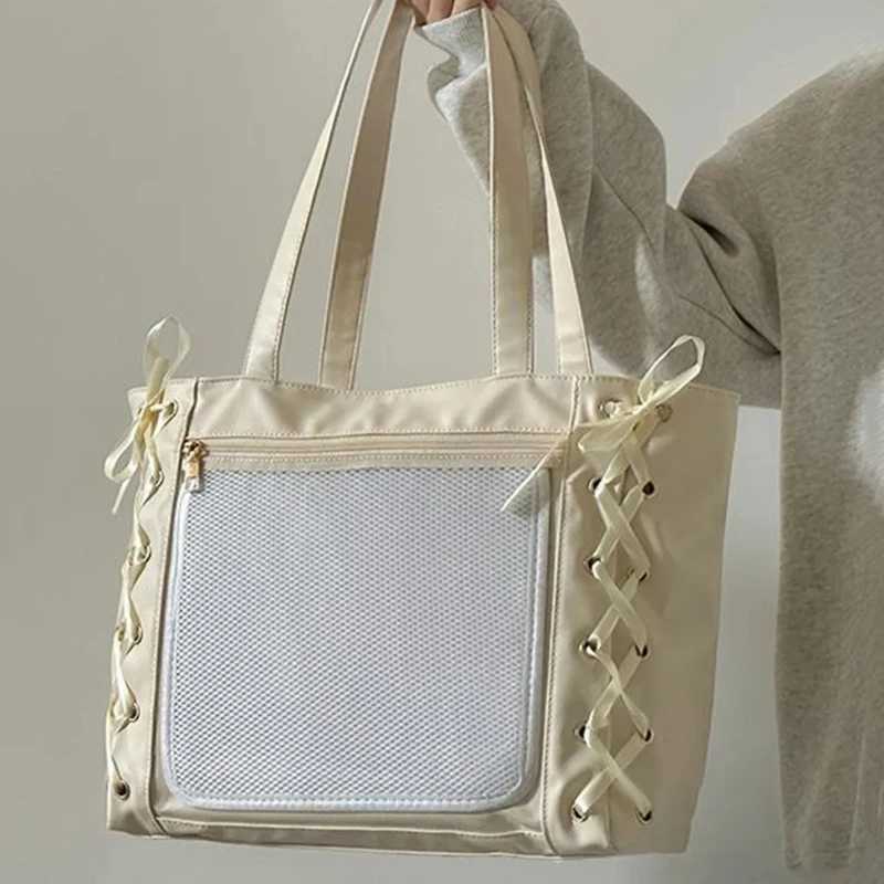 Japanese Girls Itabag Large Capacity PU Leather Shoulder Bag 2025 Bow Ribbon Lolita JK Handbags Ita Bag Y2K Handbags