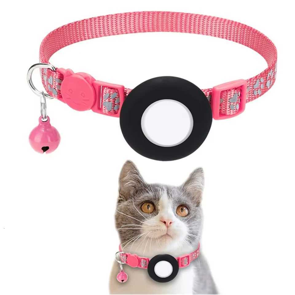 Pet Cat GPS Tracking with Holder Reflective Cat Collar with Bell Ring Locator Pet Accessories paw LL250716