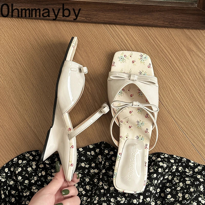 Summer Wedges Heel Women Slippers Fashion Open Toe Butterfly-knot Ladies Dress Slides Lazy Shoes 250712