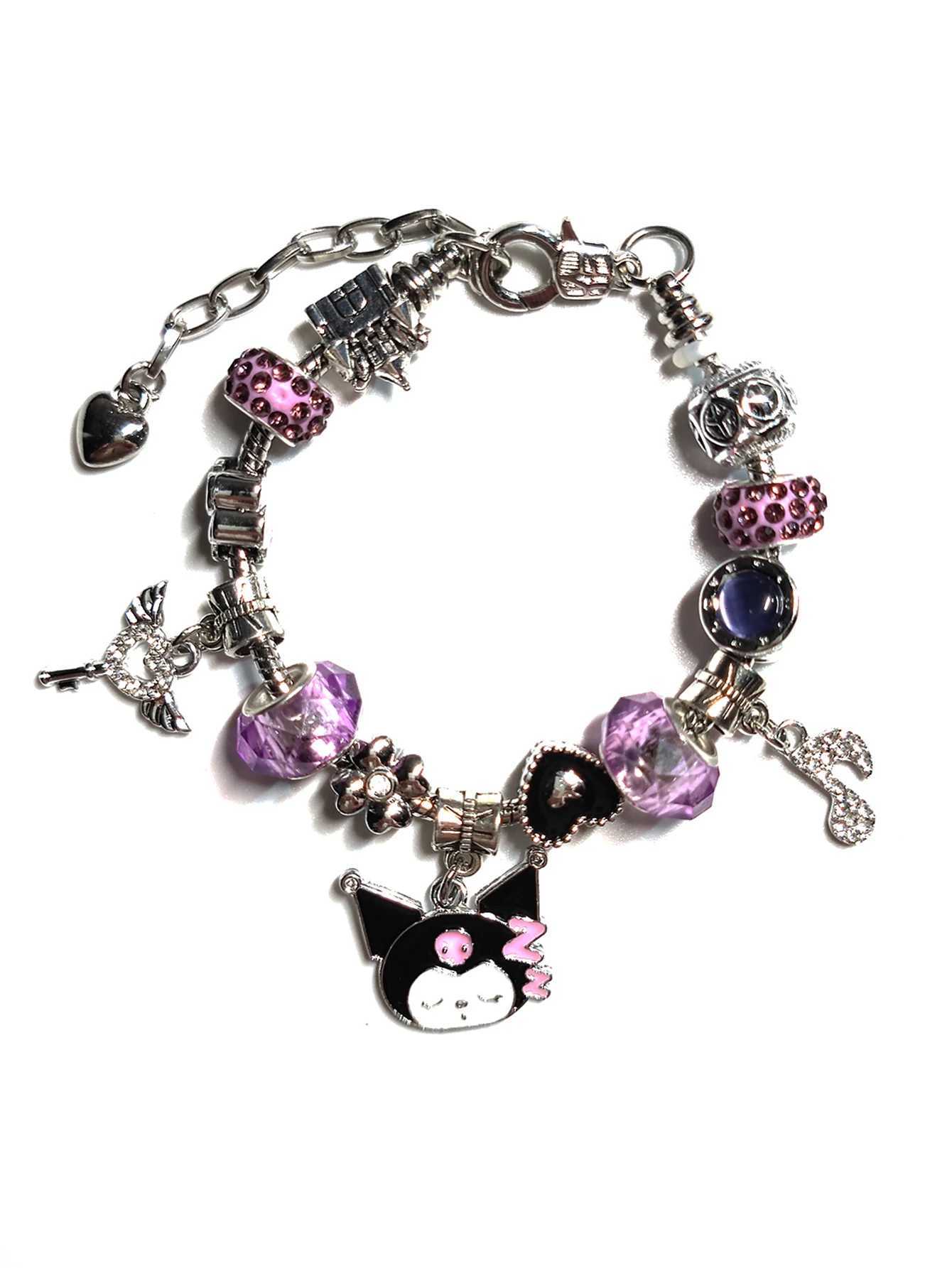 Sanrio 1Pcs Cartoon Anime Kuromi Charm Bracelet for Men and Women Fashion Kawaii Adjustable Bangle Chains Birthday Gifts Accessory Toy w250716