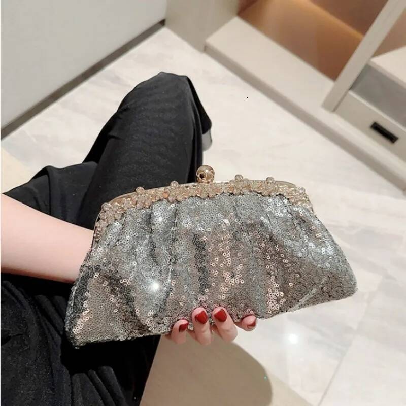 Dark Blue Bag Women Bling Sequin Purses And Handbag Dias Women's Wallet Chain Shoulder Female Party Clutch Z246