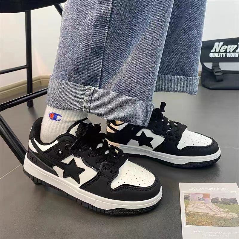 Designer Casual Shoes free shipping Black white couple sneakers star shaped mens casual sports shoes